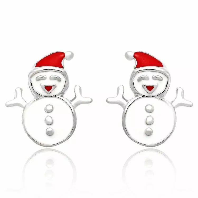 bezaubernder Schneemann Ohrstecker in Silber - Little Ones