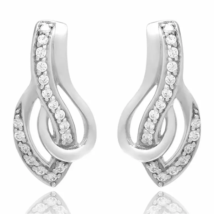 abstraktem Zirkon Ohrstecker in Silber