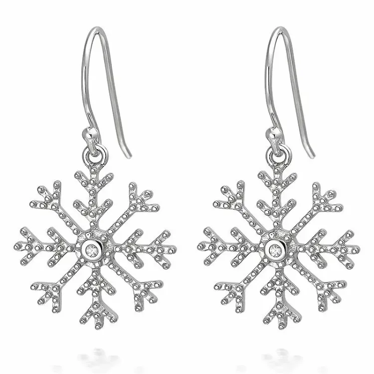 Lange schneeflocke ohrringe in silber