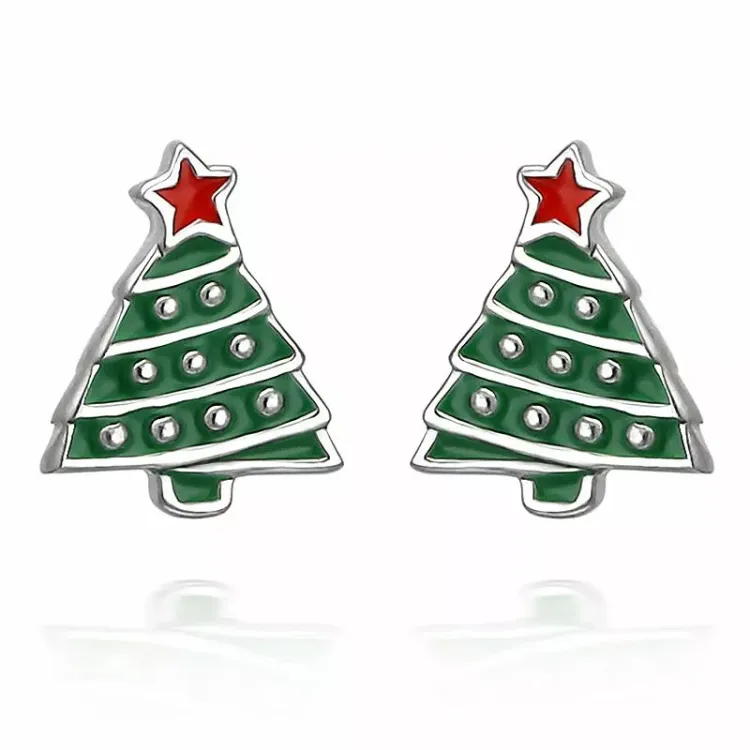 Weinachtsbaum Ohrringe in Silber - Little Ones