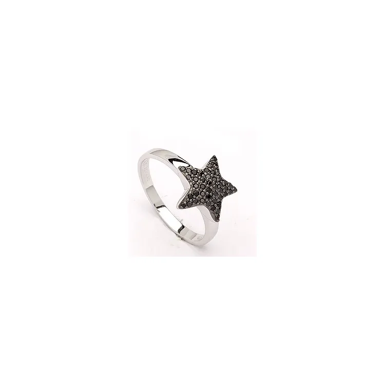 Stern Ring aus rhodiniertem Silber