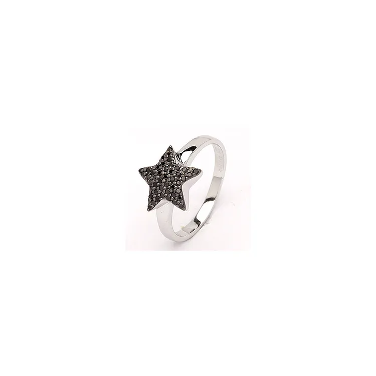Stern Ring aus rhodiniertem Silber