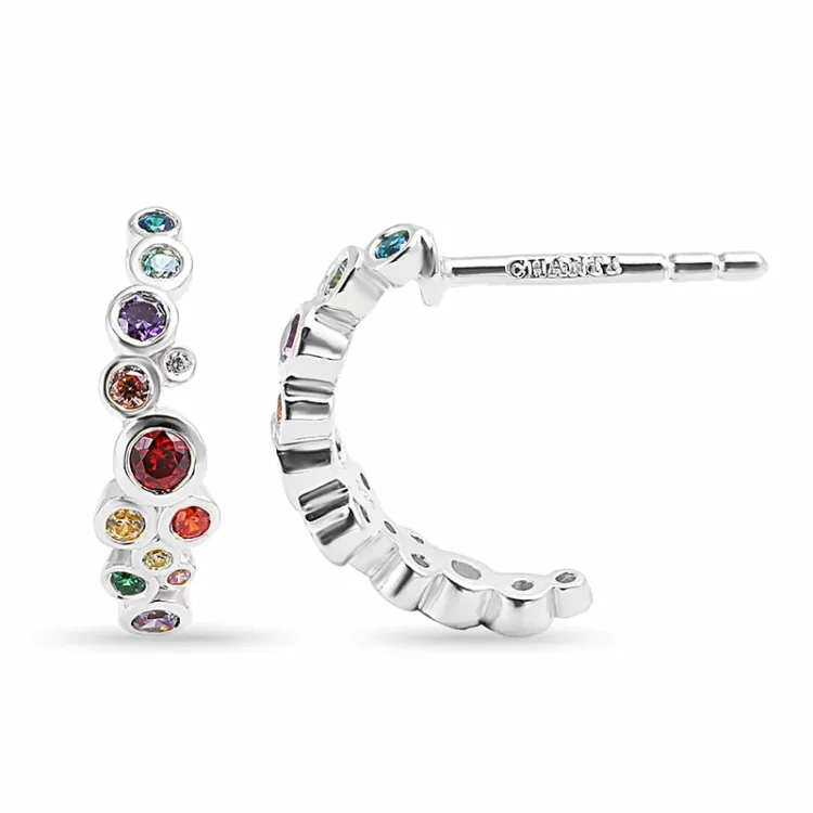 mehrfarbigen Halbkreolen in Silber - Bubbly Twist