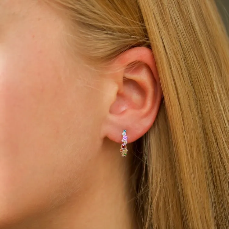 mehrfarbigen Halbkreolen in Silber - Bubbly Twist