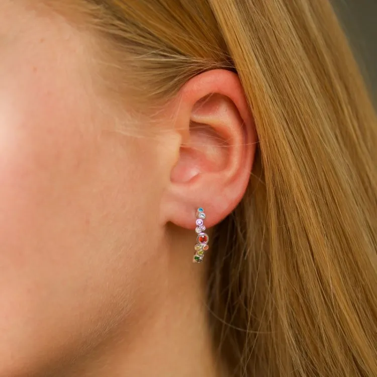 mehrfarbigen Halbkreolen in Silber - Bubbly Twist