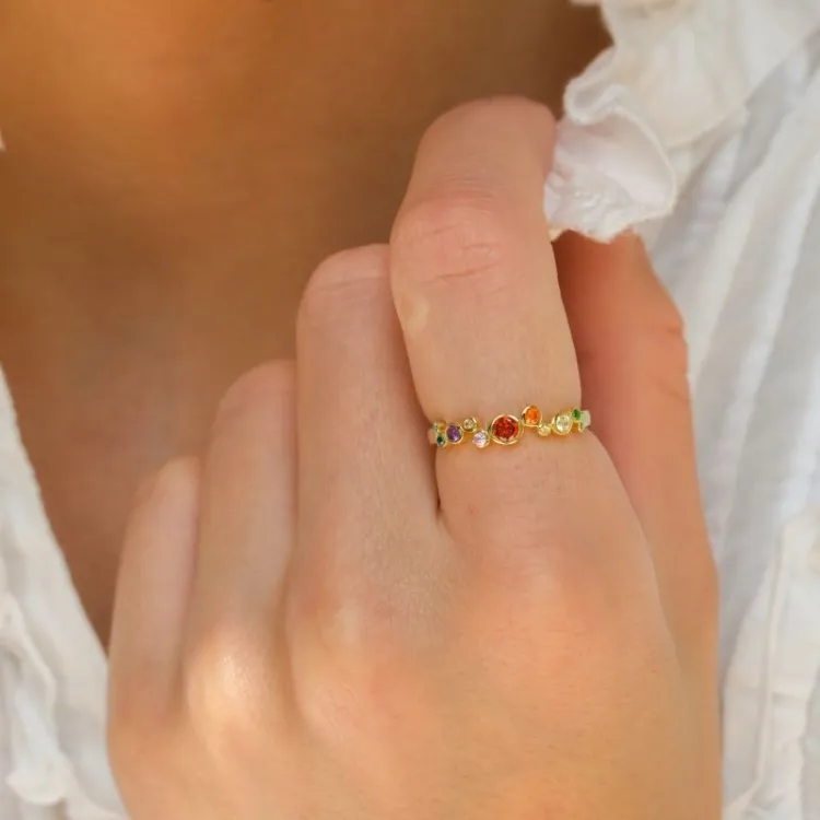mehrfarbigem Ring aus vergoldetem Sterlingsilber - Bubbly Twist
