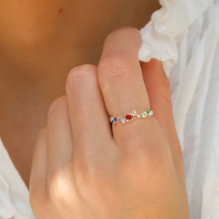 mehrfarbigem Ring aus Silber - Bubbly Twist
