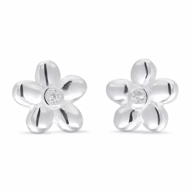 Blumen Zirkon Ohrstecker in Silber