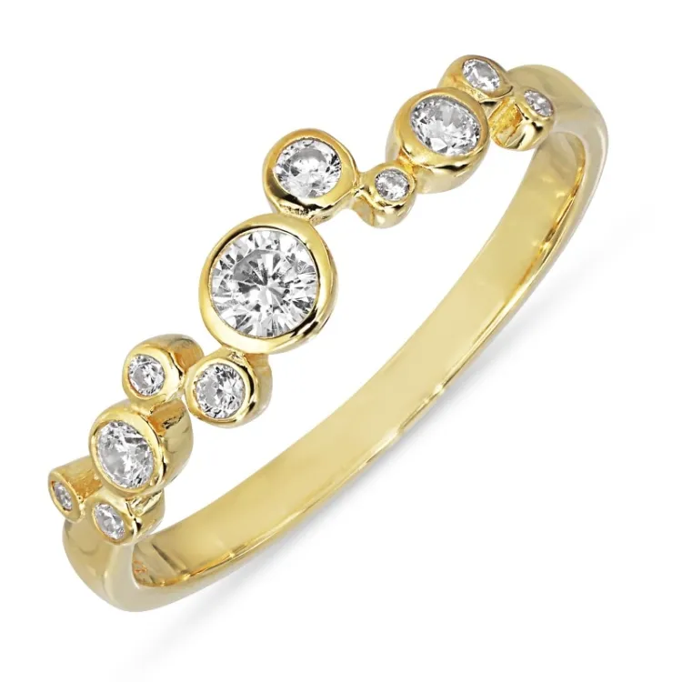 weißem Zirkon Ring aus vergoldetem Sterlingsilber - Bubbly Sparkle