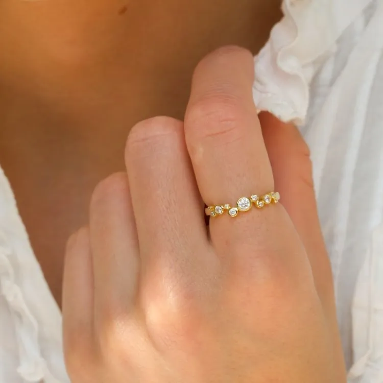 weißem Zirkon Ring aus vergoldetem Sterlingsilber - Bubbly Sparkle