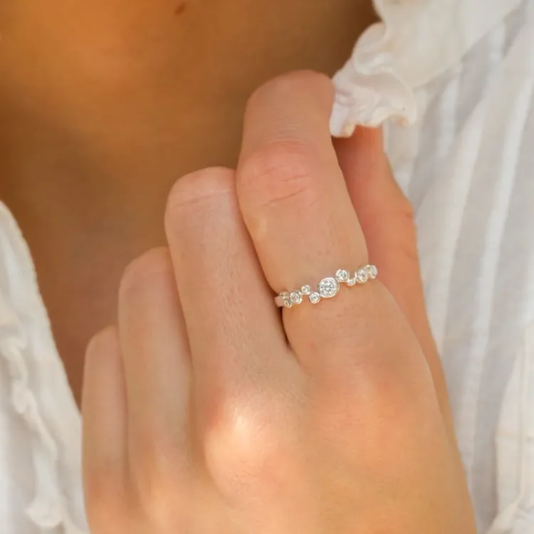 weißem Zirkon Ring aus Silber - Bubbly Sparkle