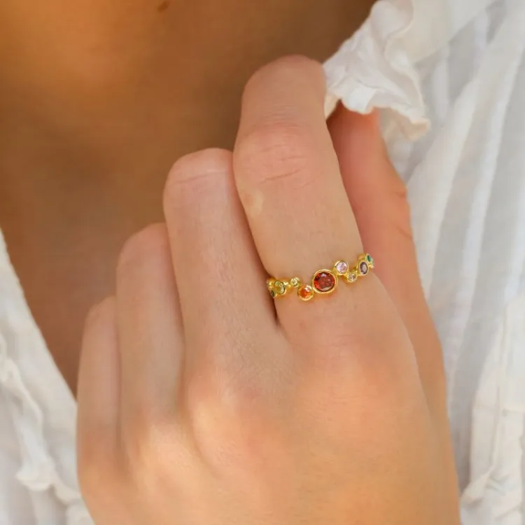 mehrfarbigem Zirkon Ring aus vergoldetem Sterlingsilber - Bubbly Twist