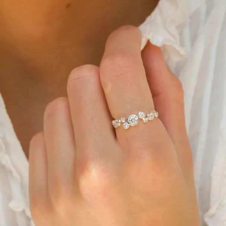 weißem Zirkon Ring aus Silber - Bubbly Sparkle