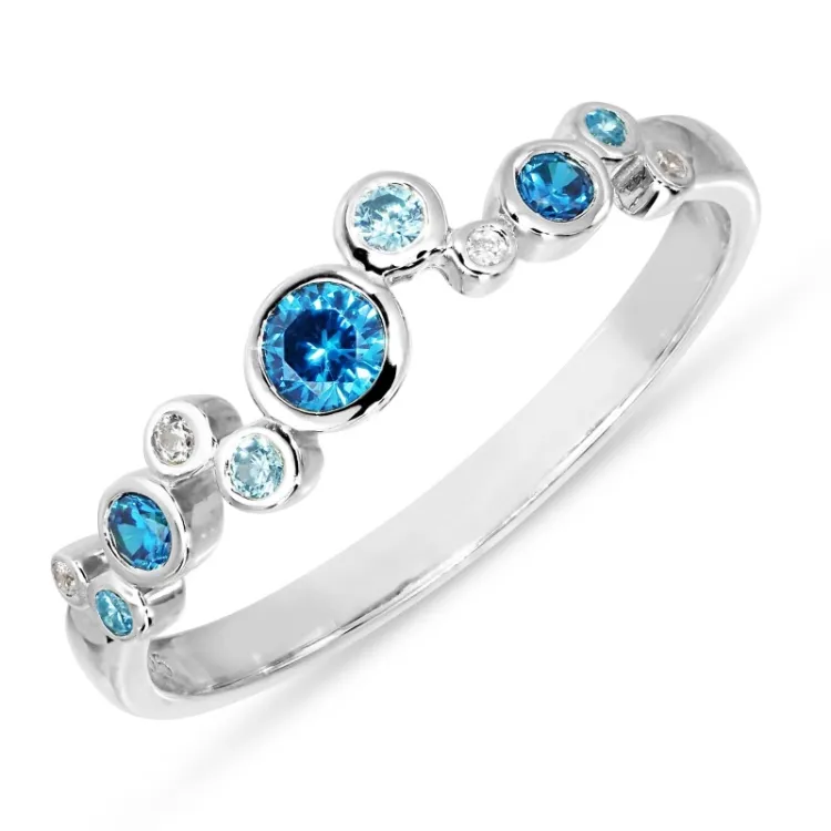blauem Zirkon Ring aus Silber - Bubbly Twist