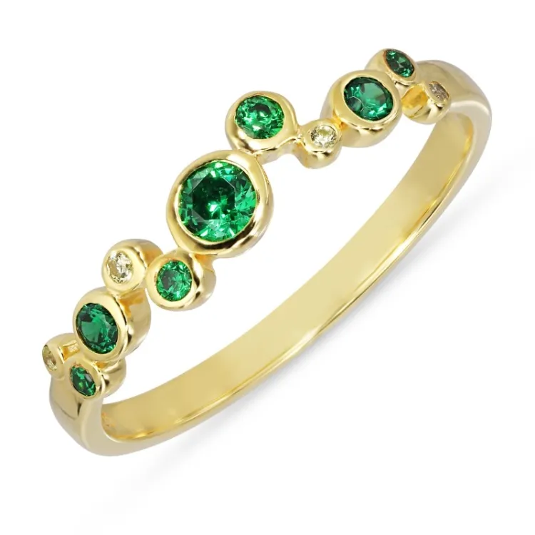 grünem Zirkon Ring aus vergoldetem Sterlingsilber - Bubbly Twist