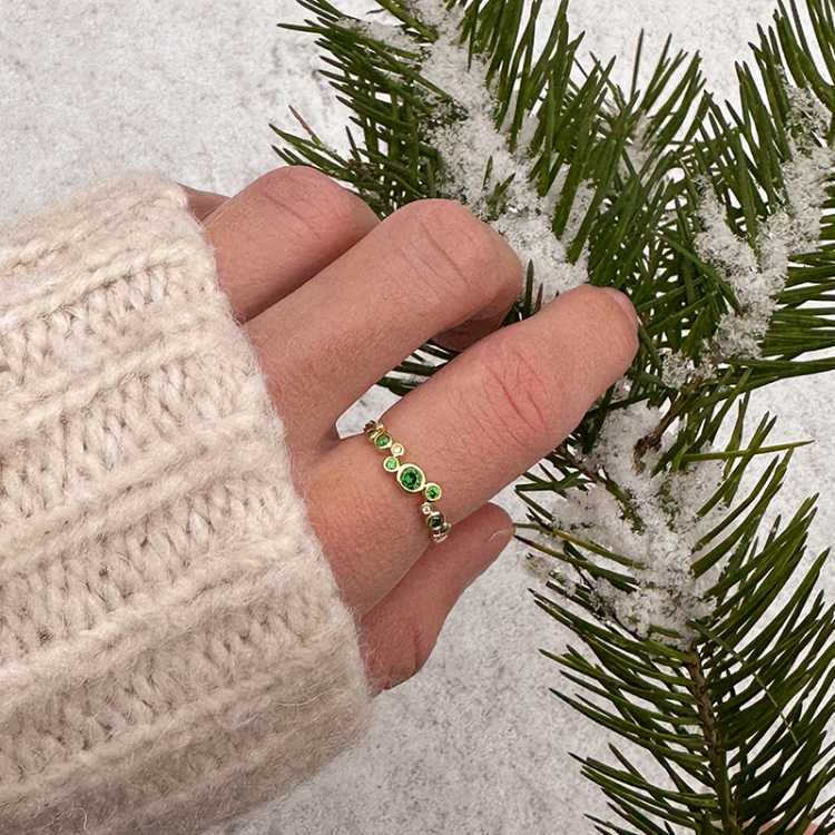 grünem Zirkon Ring aus vergoldetem Sterlingsilber - Bubbly Twist