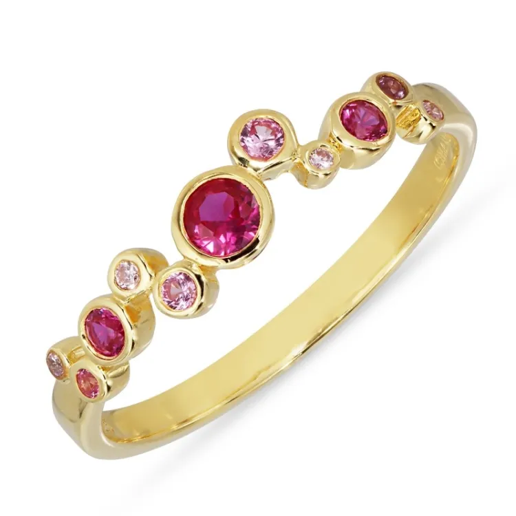 pink Zirkon Ring aus vergoldetem Sterlingsilber - Bubbly Twist