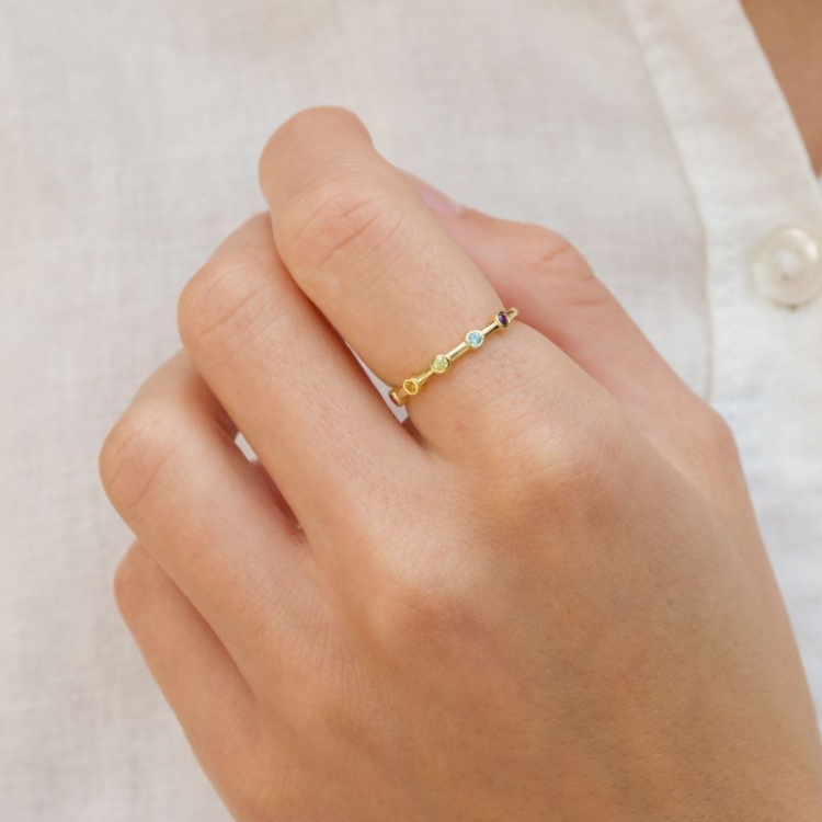 mehrfarbigem Zirkon Ring aus vergoldetem Sterlingsilber - Bubbly Twist