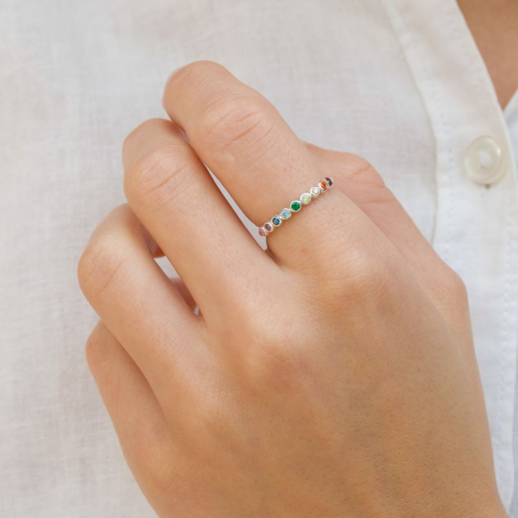 mehrfarbigem Zirkon Ring aus Silber - Bubbly Twist