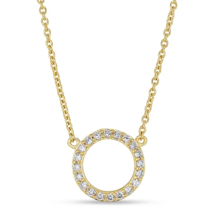 runder Zirkon Halskette mit Anhänger aus vergoldetem Sterlingsilber