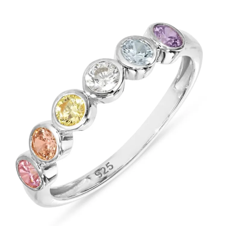 mehrfarbigem Zirkon Ring aus Silber - Bubbly Twist