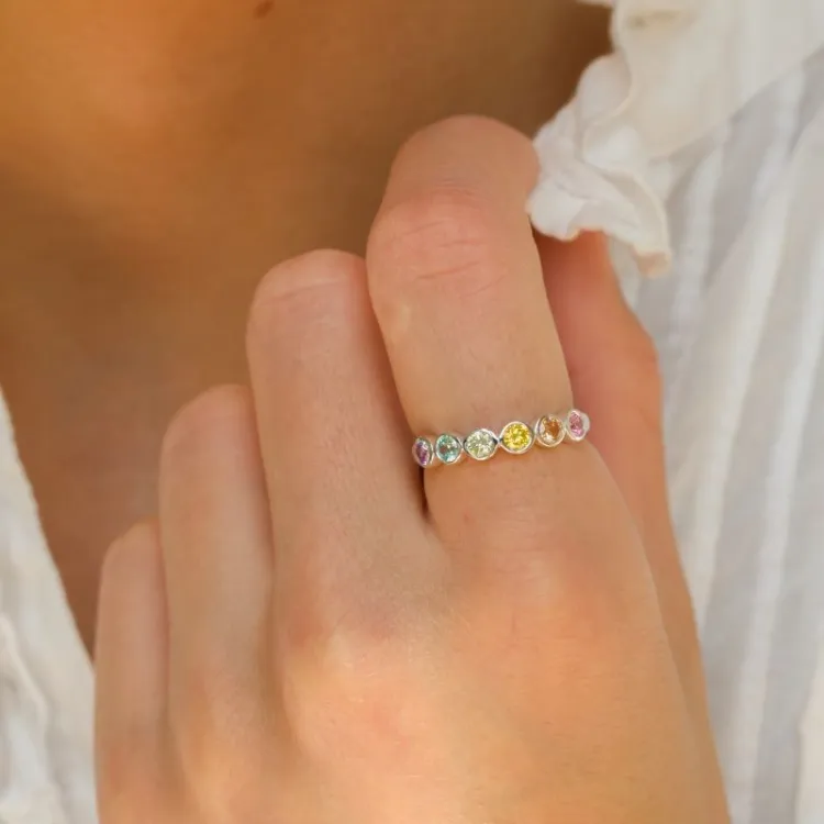 mehrfarbigem Zirkon Ring aus Silber - Bubbly Twist