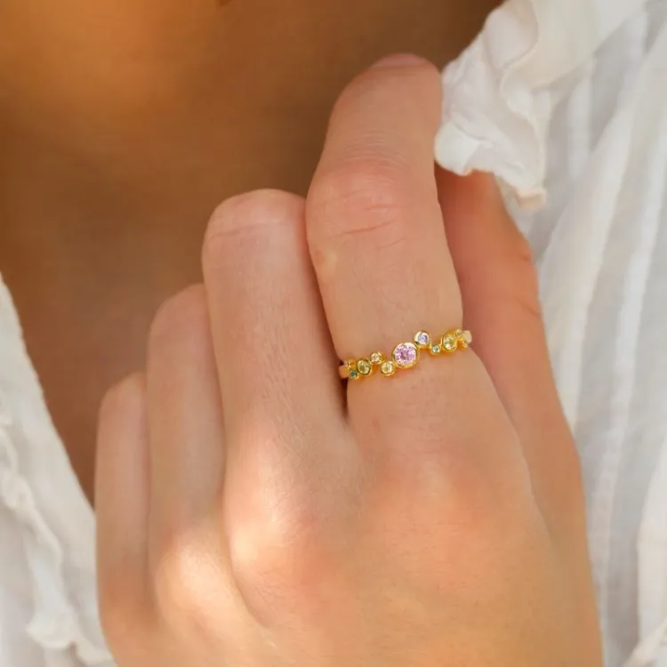 rosa Zirkon Ring aus vergoldetem Sterlingsilber - Bubbly Twist
