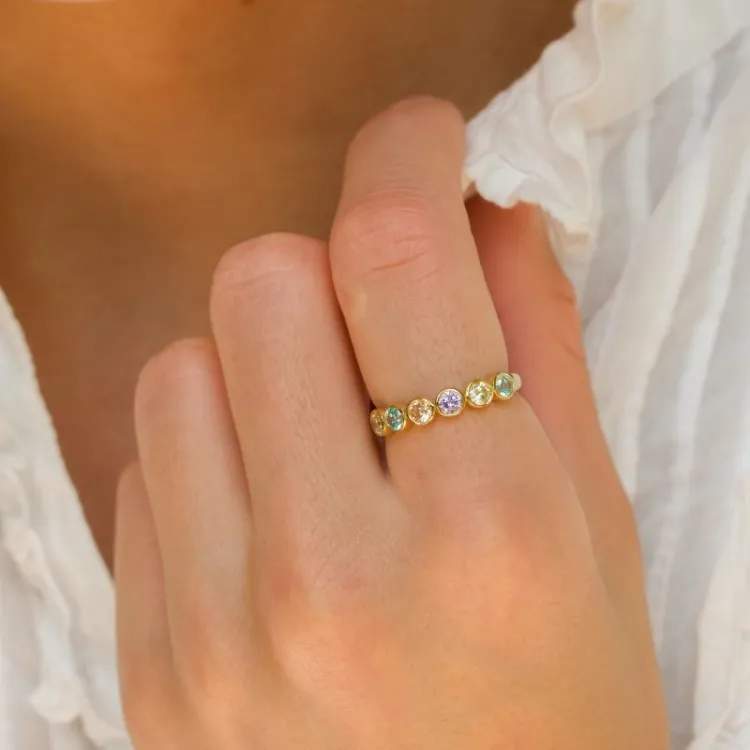 mehrfarbigem Zirkon Ring aus vergoldetem Sterlingsilber - Bubbly Twist