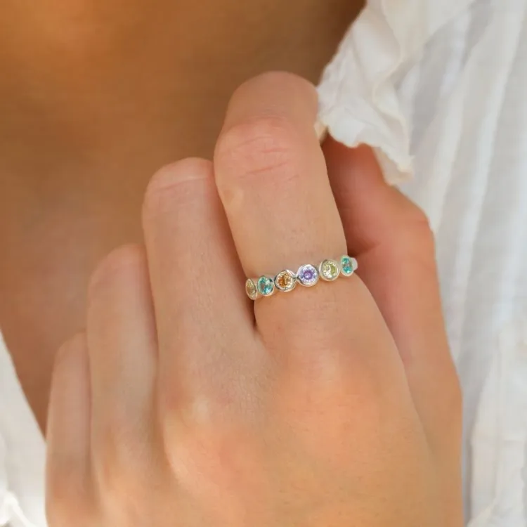 mehrfarbigem Zirkon Ring aus Silber - Bubbly Twist