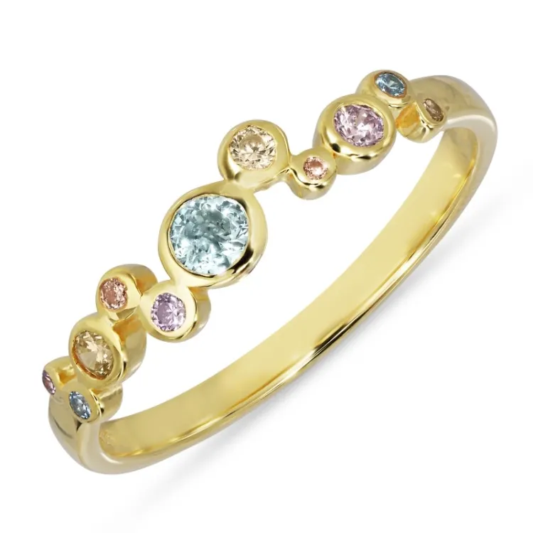 mehrfarbigem Zirkon Ring aus vergoldetem Sterlingsilber - Bubbly Twist