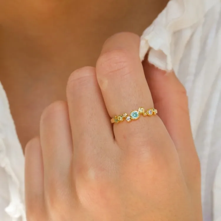 mehrfarbigem Zirkon Ring aus vergoldetem Sterlingsilber - Bubbly Twist