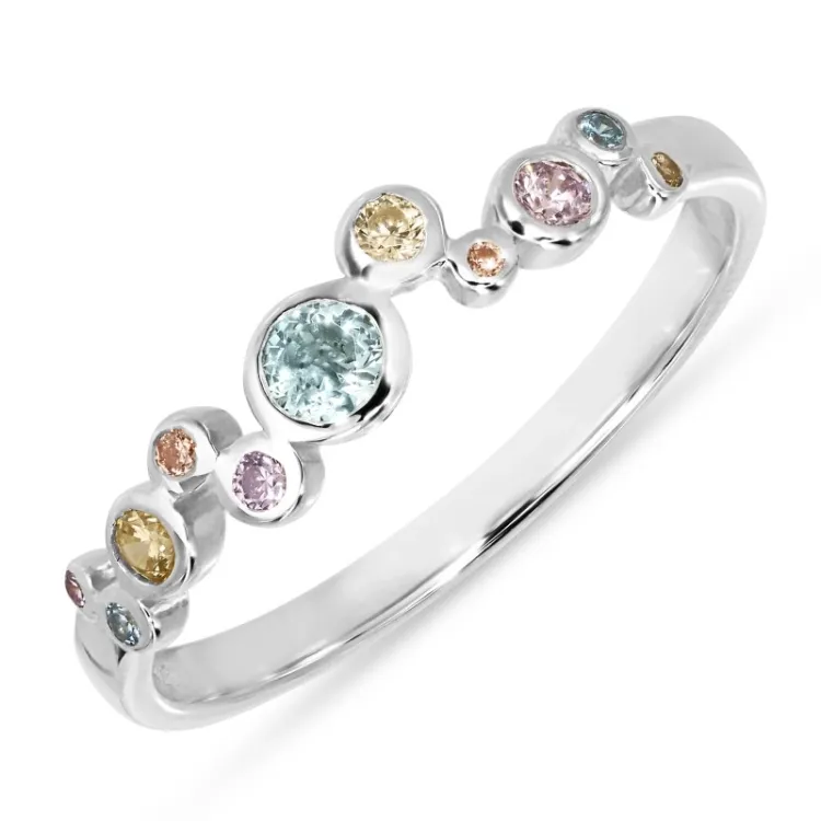 mehrfarbigem Zirkon Ring aus Silber - Bubbly Twist