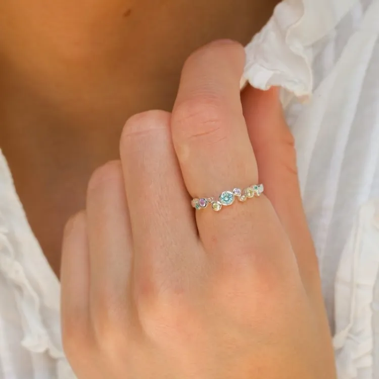 mehrfarbigem Zirkon Ring aus Silber - Bubbly Twist