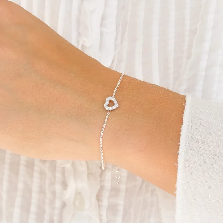 Herz weißem Zirkon Armband aus Silber
