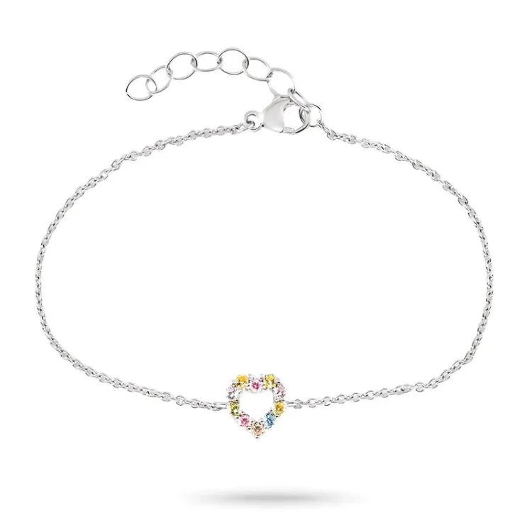 Herz mehrfarbigem Zirkon Armband aus Silber