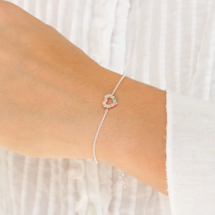Herz mehrfarbigem Zirkon Armband aus Silber