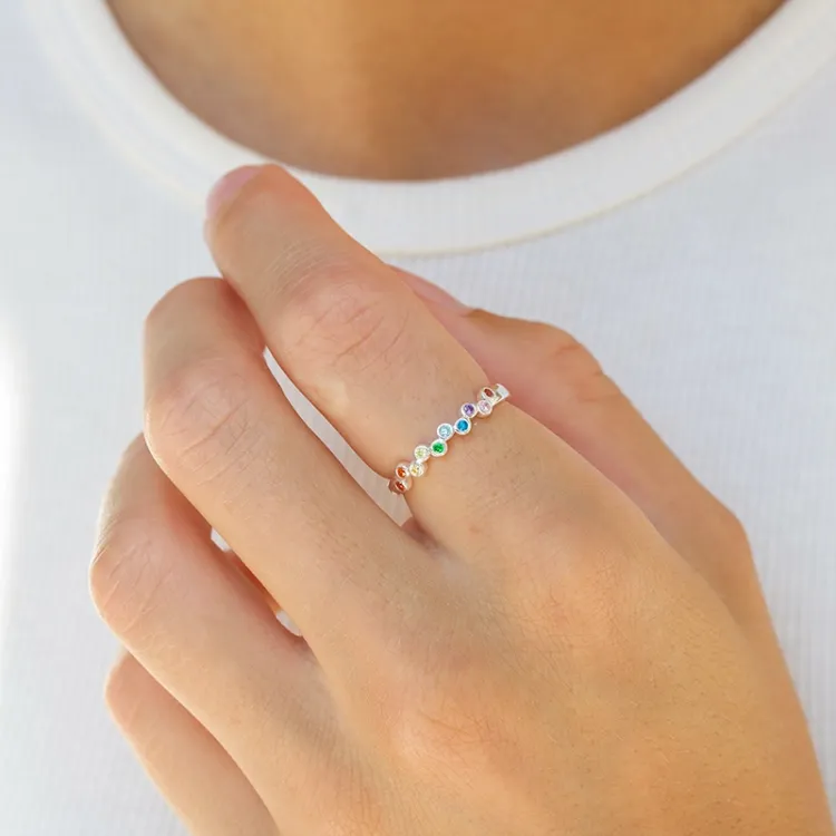 mehrfarbigem Zirkon Ring aus Silber - Bubbly Twist
