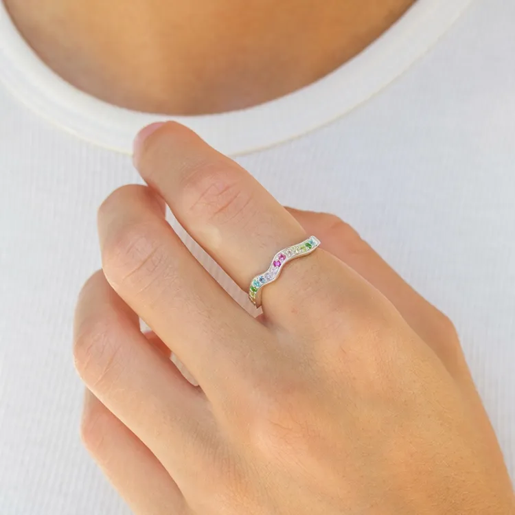 mehrfarbigem Zirkon Ring aus Silber