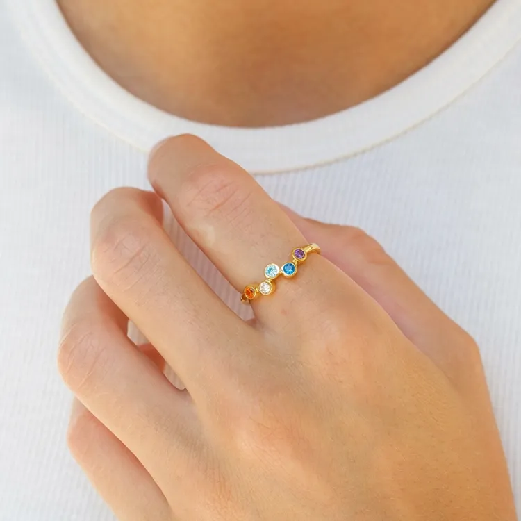 mehrfarbigem Zirkon Ring aus vergoldetem Sterlingsilber - Bubbly Twist