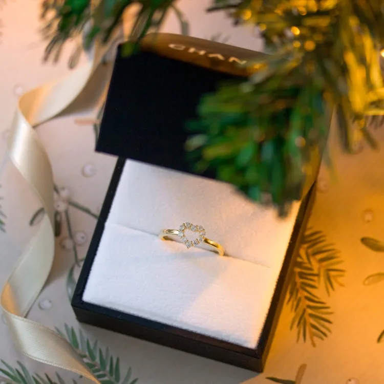 Herz weißem Zirkon Ring aus vergoldetem Sterlingsilber