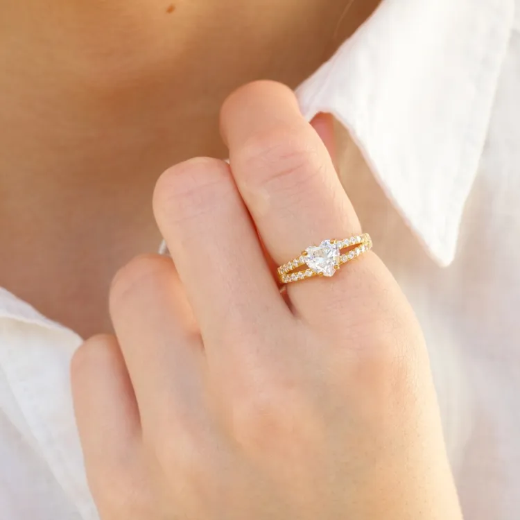 Zirkon Ring aus vergoldetem Sterlingsilber