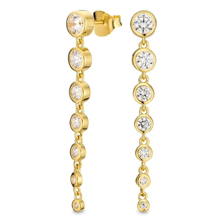 lange Zirkon Ohrringe in vergoldetem Silber - Bubbly Sparkle