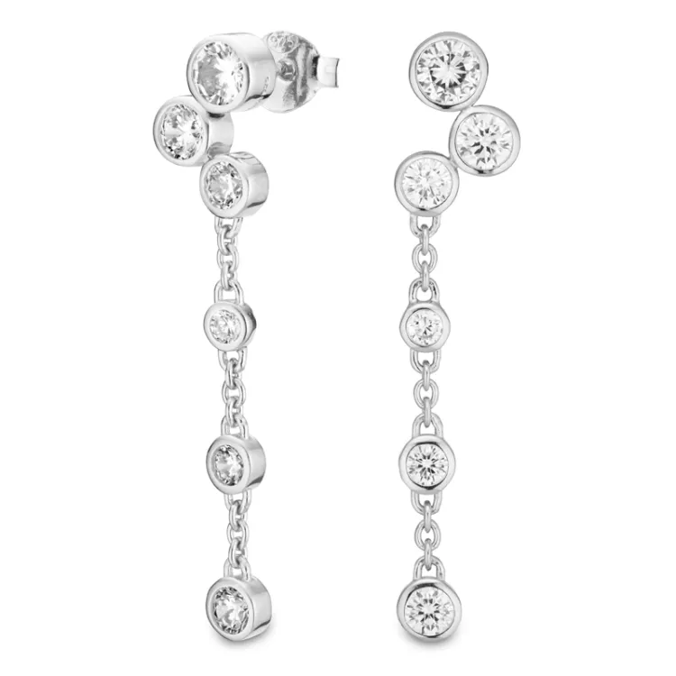 lange Zirkon Ohrringe in Silber - Bubbly Sparkle