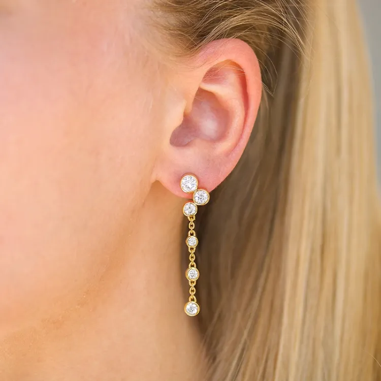 lange Zirkon Ohrringe in vergoldetem Silber - Bubbly Sparkle
