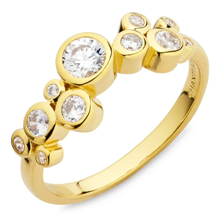 Zirkon Ring aus vergoldetem Sterlingsilber - Bubbly Sparkle