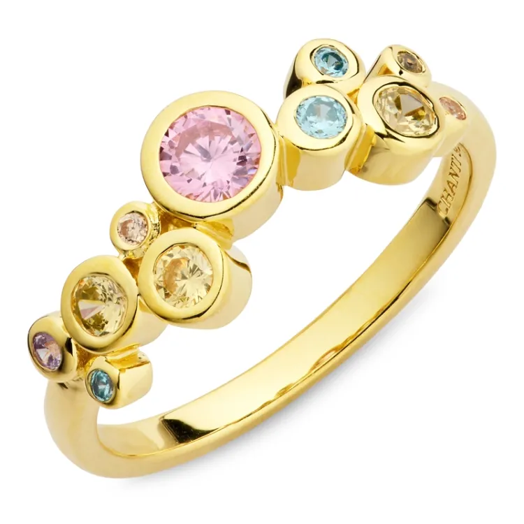 mehrfarbigem Zirkon Ring aus vergoldetem Sterlingsilber - Bubbly Twist
