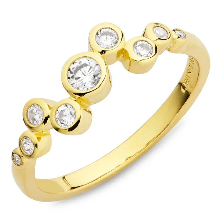 Zirkon Ring aus vergoldetem Sterlingsilber - Bubbly Sparkle