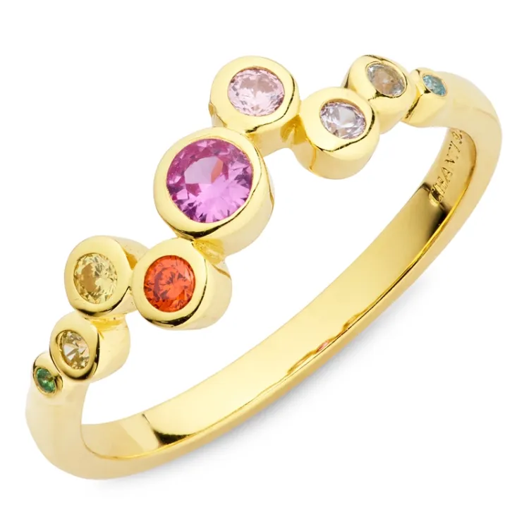 mehrfarbigem Zirkon Ring aus vergoldetem Sterlingsilber - Bubbly Twist