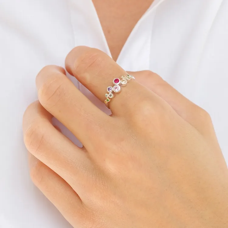 mehrfarbigem Zirkon Ring aus Silber - Bubbly Twist
