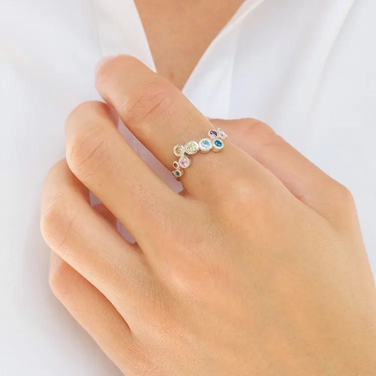 mehrfarbigem Zirkon Ring aus Silber - Bubbly Twist